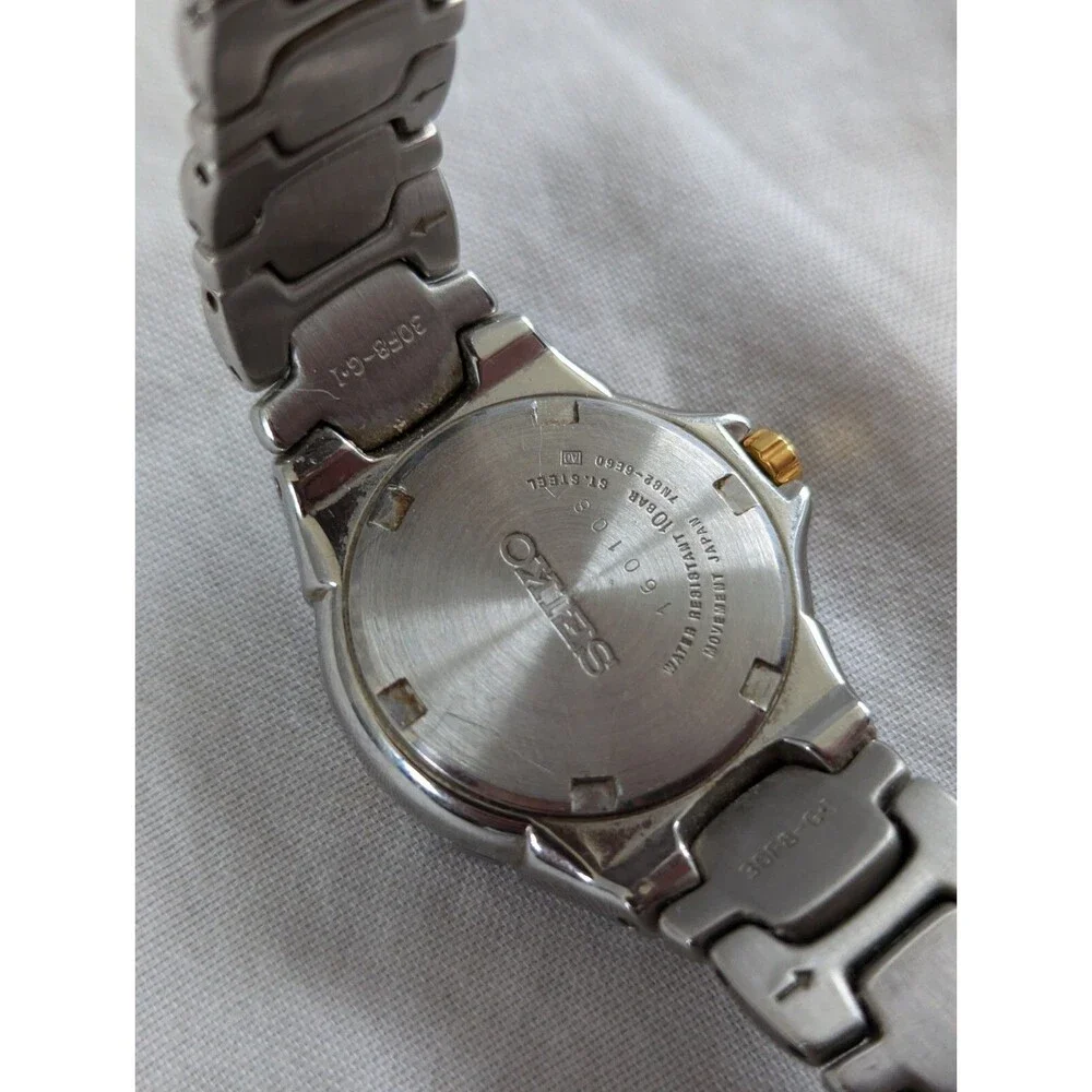 Vtg Seiko Watch Women Silver Tone Blue Dial Date 7N82-6E60 New Battery